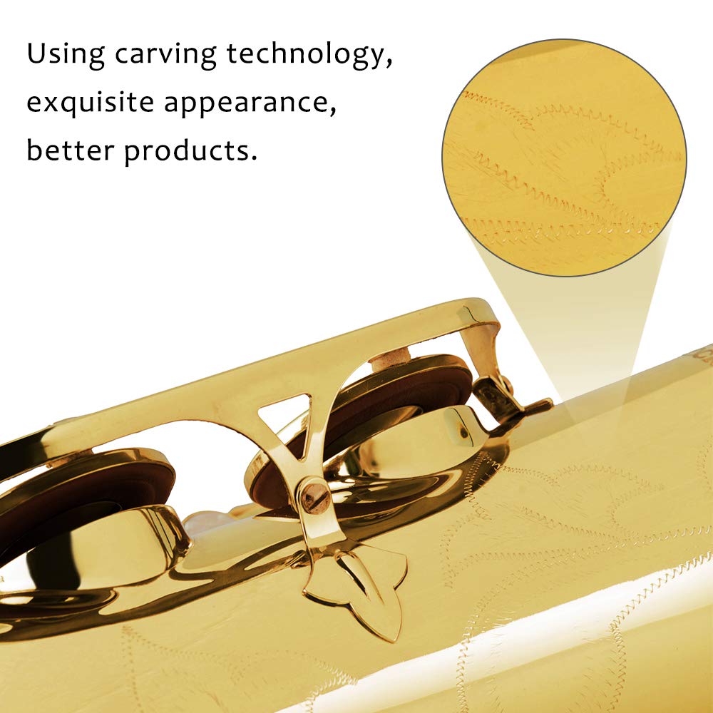 EASTROCK Tenor Saxophone Golden B Flat Tenor Sax Professional Tenor Saxophone for Beginners Students Kids and Musicians with Car